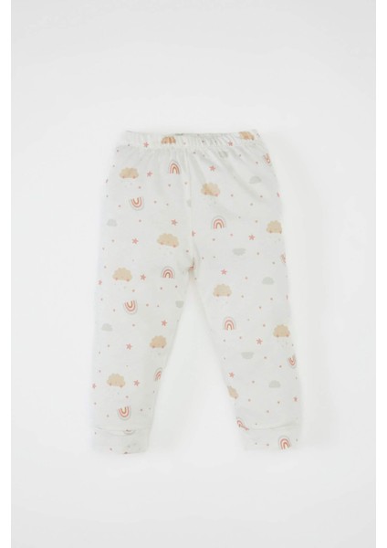 Kız Bebek Pijama Takımı Gökkuşağı Baskılı Uzun Kollu Üst Uzun Alt D1794A524AU