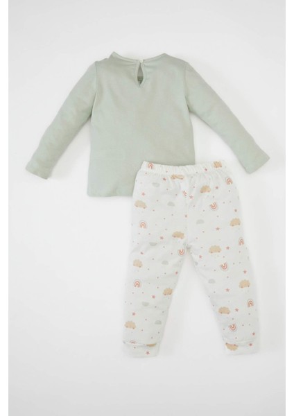 Kız Bebek Pijama Takımı Gökkuşağı Baskılı Uzun Kollu Üst Uzun Alt D1794A524AU