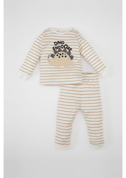 Erkek Bebek Pijama Takım Çizgili Uzun Kollu Üst Beli Lastikli Uzun Alt D1777A524AU