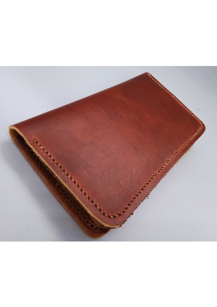 Hakiki Deri Tamamen El Emeği Unisex 8 Kart 2 Banknot Alanı Cüzdan 8,5X15CM Kapalı Hali Um2