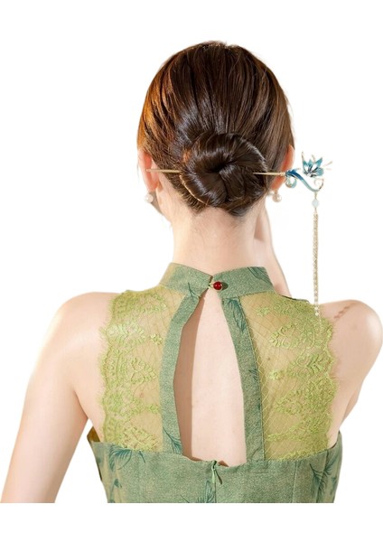 Antika Moda, Çiçek Saç Tokası, Püskül, Inci, Hanfu Cheongsam, Saç Tokası, Yüksek Dereceli Retro Adım, Kelebek Saç Tokası (Yurt Dışından)