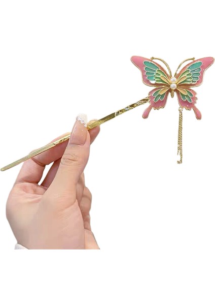 Antika Moda, Çiçek Saç Tokası, Püskül, Inci, Hanfu Cheongsam, Saç Tokası, Yüksek Dereceli Retro Adım, Kelebek Saç Tokası (Yurt Dışından)