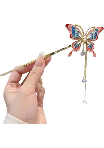 Antika Moda, Çiçek Saç Tokası, Püskül, Inci, Hanfu Cheongsam, Saç Tokası, Yüksek Dereceli Retro Adım, Kelebek Saç Tokası (Yurt Dışından)