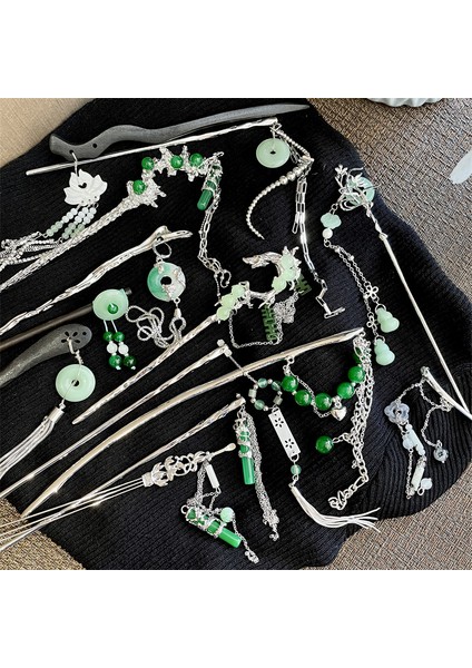 Yeni Çin Tarzı Yeşil Yeşim Saç Tokası, Üst Düzey Tasarım, Niş Antik Stil, Pan Saç Süsü, Kadın Yaz Net Kırmızı Başlık, Saç Tokası Gelgit (Yurt Dışından) modelleri