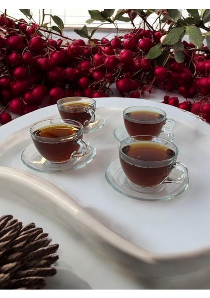 Valery 2'li Şeffaf Çay Fincan Takımı Şeffaf