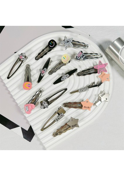 Pembe Kalp Kristal Saç Tokası, Kadınsı Metal Patlama, Alın Ezilmiş Ördek Gagası Klipsi, Yan Klips Saç Süsü (Yurt Dışından) fiyatları