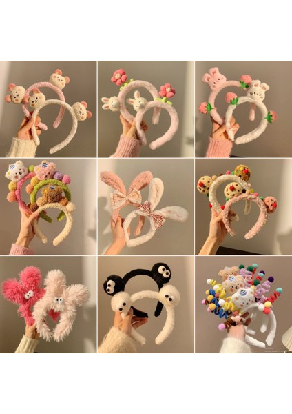 Kadınlar Için Sevimli Yüz Yıkama Özel Kafa Bandı 2023 Yeni Çizgi Şapkalar Saç Kravat Saç Kafa Bandı Peluş Saç Kravat Saç Tokası Kart Deliği (Yurt Dışından) fiyatları