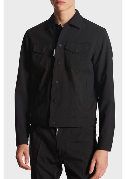 Logolu Streç Yünlü Slim Fit Bomber Kot Ceket Erkek Ceket S74AM1482 S40320 900