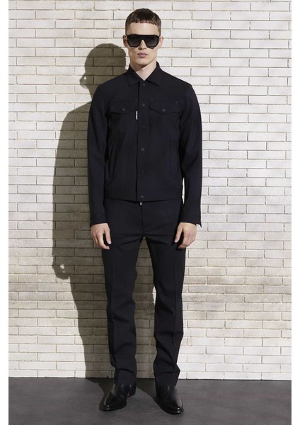 Logolu Streç Yünlü Slim Fit Bomber Kot Ceket Erkek Ceket S74AM1482 S40320 900 modelleri