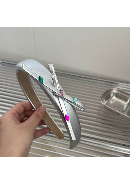 Gri Gümüş Kore Versiyonu Kafa Bandı Yaz High-End Sense Günlük Tatlı Kafa Bandı Saç Süs Doku Saç Deliği Yeni Stil (Yurt Dışından) modelleri