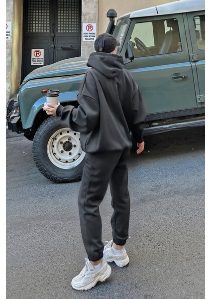 Kadın 3 Iplik Bol Kesim Kışlık Hoodie Sweatshirt Jogger Alt Eşofman Takımı modelleri
