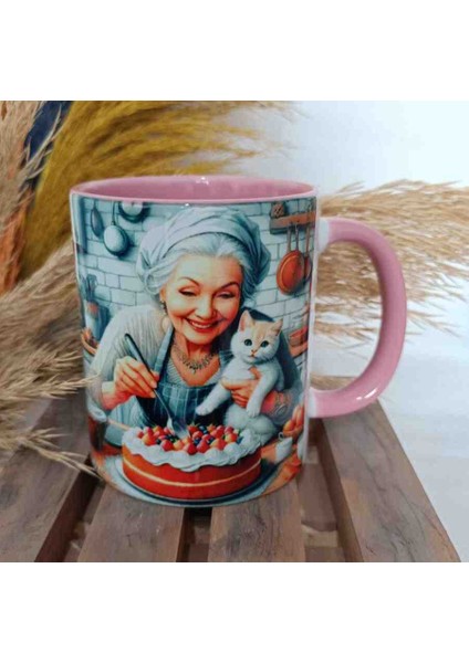 Pasta Keyfi Vintage Baskı Büyük Boy Kupa