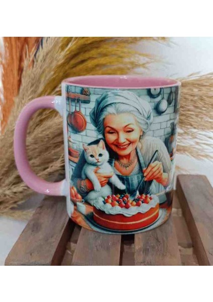 Pasta Keyfi Vintage Baskı Büyük Boy Kupa