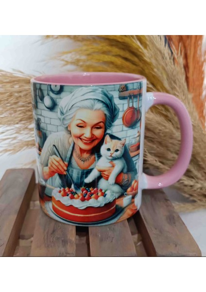 Pasta Keyfi Vintage Baskı Büyük Boy Kupa