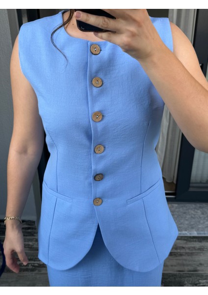 Bebe Mavisi Etek Yelek Takım