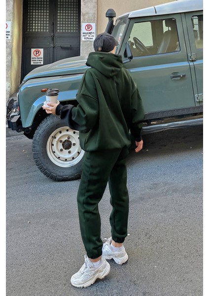 Kadın 3 Iplik Bol Kesim Kışlık Hoodie Sweatshirt Jogger Alt Eşofman Takımı modelleri