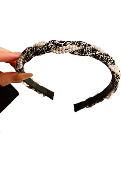 Fransız Retro Kumaş, Aşk Büküm, Inci Kafa Bandı, Süper Peri Mizaç, Tatlı Tasarım, Kafa Bandı, Saç Bandı, Saç Süsü (Yurt Dışından)