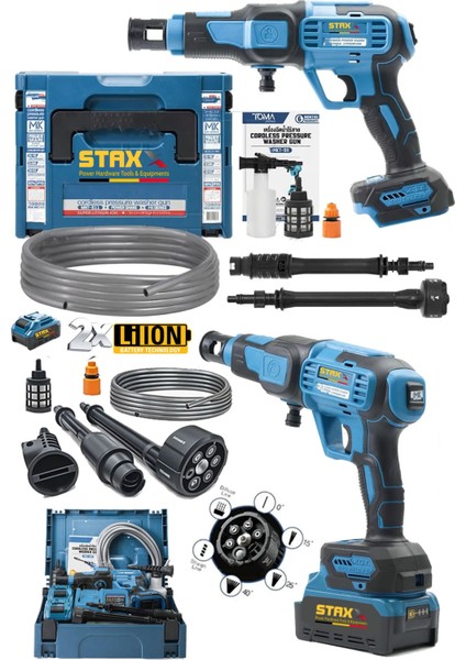 Yüksek Basınçlı Çift Akülü 10 Pilli 21500WH Kömürsüz Titanyum Motor Oto Araç Bahçe Yıkama Ilaçlama