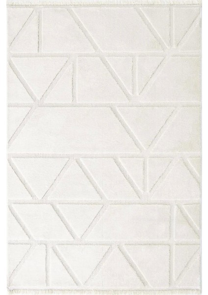 Krem İskandinav Halı – Geometrik Desenli Soft Salon ve Yatak Odası Halısı- Hoom Rugs Step 2211