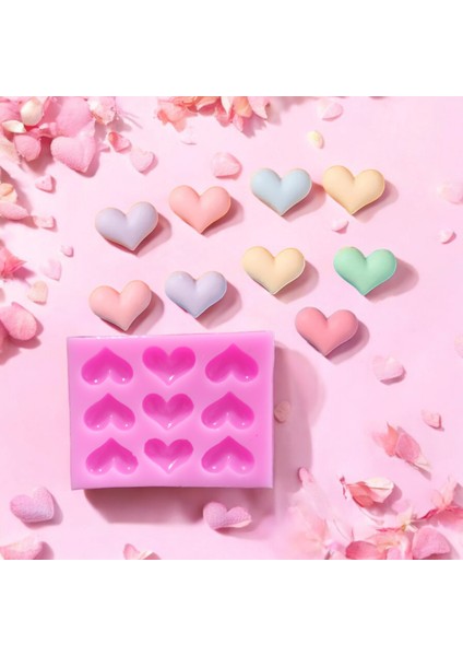9'lu Çekici Kalpler Silikon Mum Süsleme Kalıbı