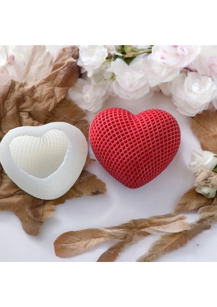 Çizgili Küçük Kalp Silikon Mum Kalıbı