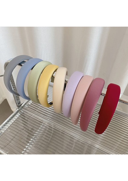 Saten Parlak Sünger Kafa Bandı Yeni Şeker Renk Yüksek Kafatası Kafa Bandı Düz Renk Çok Yönlü Yaz Gezisi Kadın Saç Aksesuarları (Yurt Dışından) modelleri