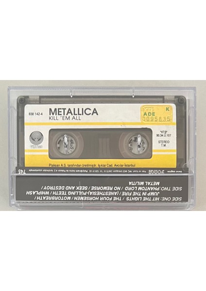 Metallica Kill Em All Kaset (Orjinal Dönem Kağıt Baskı Kaset)