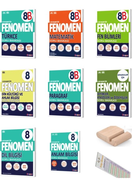 8. Sınıf Fenomen B Soru Bankası Full Set-(Türkçe Mat Fen Din Paragraf Dil Anlam Yazım Deyim)