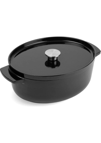 CC006064 Oval Döküm Demir Tencere 30 cm / 5,6 L Onyx Siyah