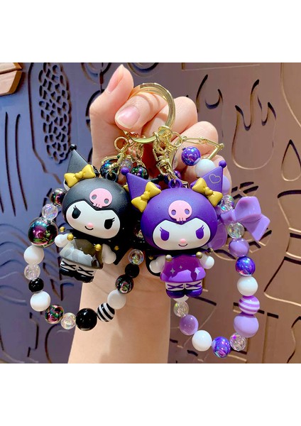Karikatür Sanrio Boncuklu Bilezik Anahtarlık Anahtarlık Yaratıcı Kuromi Araba Çantası Anahtarlık Bebek Kolye (Yurt Dışından)