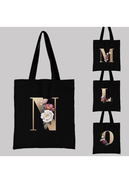 Ingilizce Harfler A-Z Çiçek Baskı Kanvas Çanta Harajuku Omuz Taşınabilir Stoktaki Alışveriş Torbaları (Yurt Dışından) fiyatları