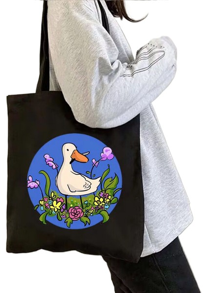 Sevimli Moda Karikatür Hayvan Omuz Kanvas Tote Çanta Omuz Çantası Alışveriş Çantası (Yurt Dışından)