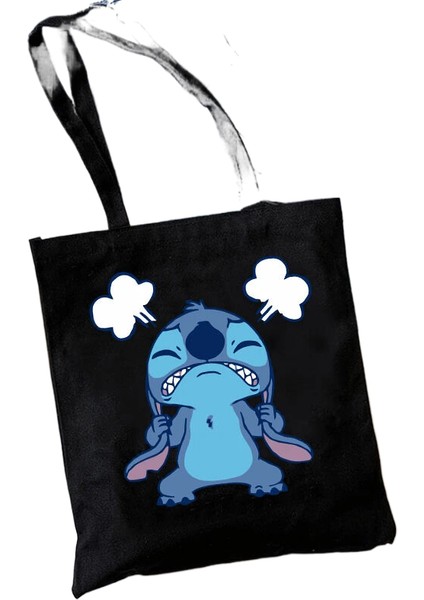 Y2K Disney Dikişli Tote Shopper Kanvas Çanta Eko Lilo ve Dikiş Alışveriş Çantası Kadın Tote Harajuku Kadın (Yurt Dışından)