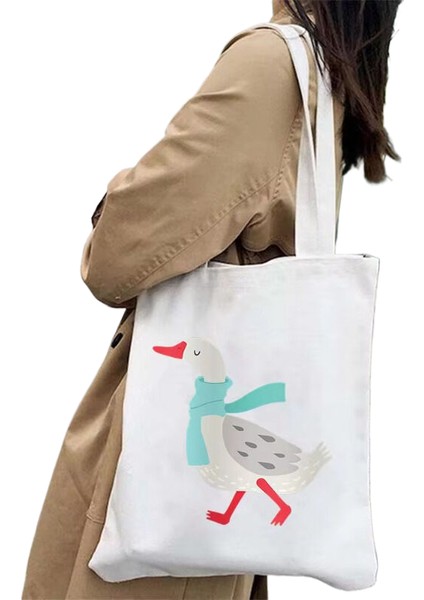 Sevimli Moda Karikatür Hayvan Omuz Kanvas Tote Çanta Omuz Çantası Alışveriş Çantası (Yurt Dışından)