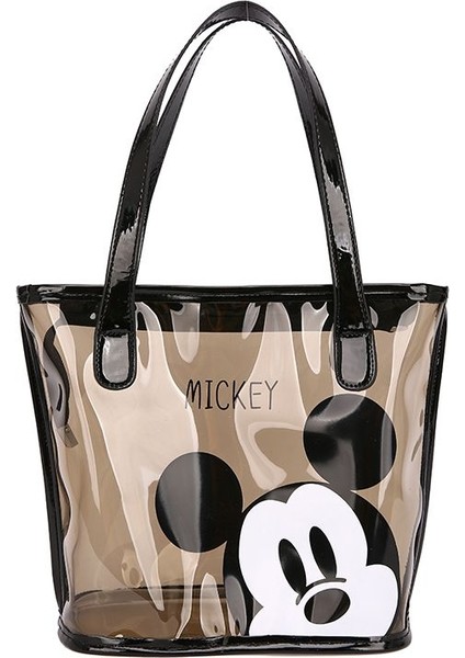Disney Mickey Düz Renk Şeffaf Kadın Çantası Moda Büyük Kapasiteli Jöle Çanta Karikatür Sevimli Alışveriş Kova Çantası (Yurt Dışından) fiyatları