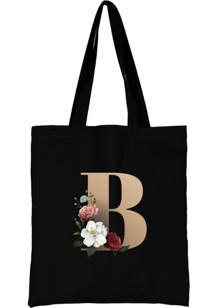 Ingilizce Harfler A-Z Çiçek Baskı Kanvas Çanta Harajuku Omuz Taşınabilir Stoktaki Alışveriş Torbaları (Yurt Dışından) modelleri