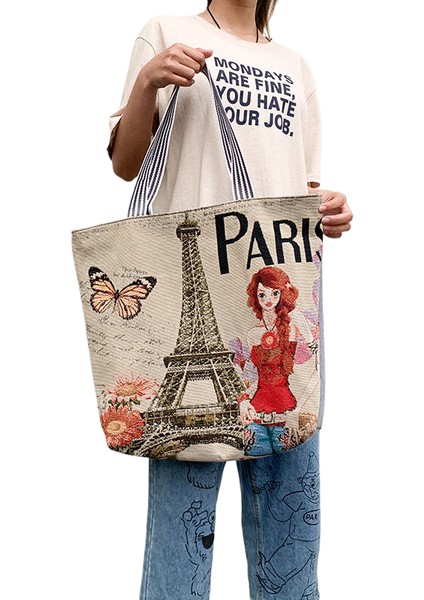 Bölgesel Özellikler Yeni Moda Kadın Çantası Etnik Tarzı Kanvas Omuz Çantası Büyük Kapasiteli Basit ve Çok Yönlü (Yurt Dışından)