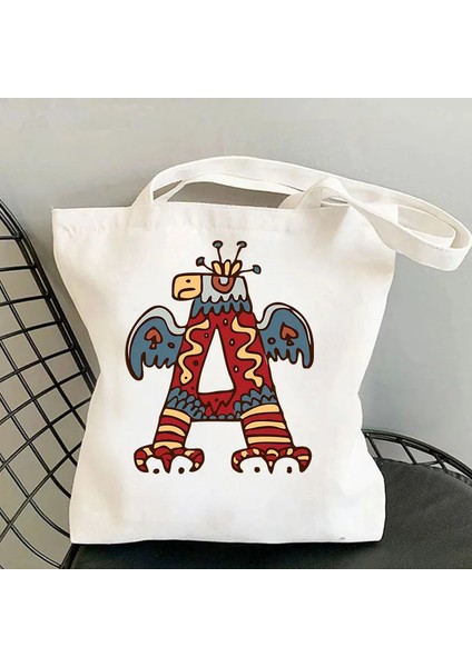 Sevimli Hayvan ve Bitki Mektubu Baskı Kawaii Kanvas Çanta Harajuku Rahat Kanvas Alışveriş Çantası Kadın Çanta (Yurt Dışından) fiyatları