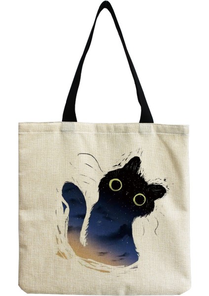 Sevimli Kedi Günlüğü Boyama Tote Çanta Kızlar Için Kedi Kaleci Sanat Moda Seyahat Çantası Kadınlar Için Rahat Eko Alışveriş Yüksek Kaliteli Katlanabilir Tote Çanta (Yurt Dışından)