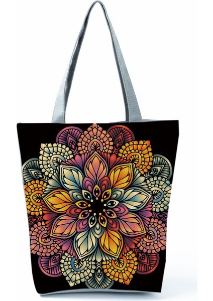 Yeniden Kullanılabilir Omuz Çantası, Günlük Taşınabilir Mandala Baskılı Taşıma Çantası, Yaratıcı Taşıma Çantası (Yurt Dışından)
