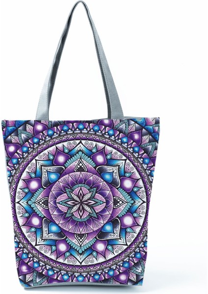 Yeniden Kullanılabilir Omuz Çantası, Günlük Taşınabilir Mandala Baskılı Taşıma Çantası, Yaratıcı Taşıma Çantası (Yurt Dışından) fırsatları