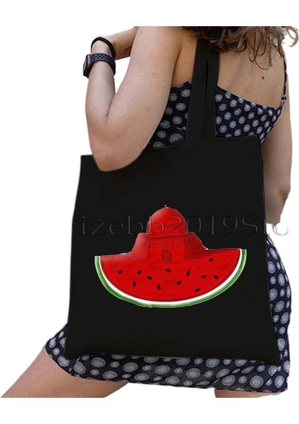 Bu Bir Karpuz Değil Kanvas Tote Çanta Büyük Kapasiteli Seyahat Alışveriş Süpermarket Çantası Moda Basit Omuz Çantası Organizatör (Yurt Dışından)