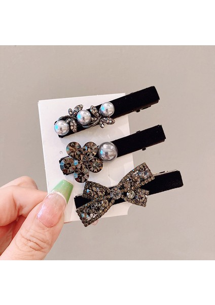 Yapay Elmaslar, Kadife, Siyah Patlamalar, Klipsler, Yüksek Kaliteli, Yan Klipsler, Ördek Gagası Klipsleri, Küçük Koku, Başın Arkasındaki Inciler Rhinestone Saç Tokaları (Yurt Dışından) modelleri