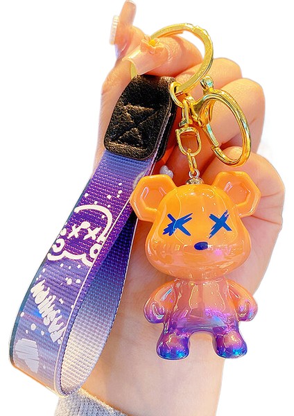 Yaratıcı Renk Değiştiren Ayı Anahtarlık Kolye Sevimli Karikatür Çift Araba Anahtarlık Çanta Çekicilik (Yurt Dışından)