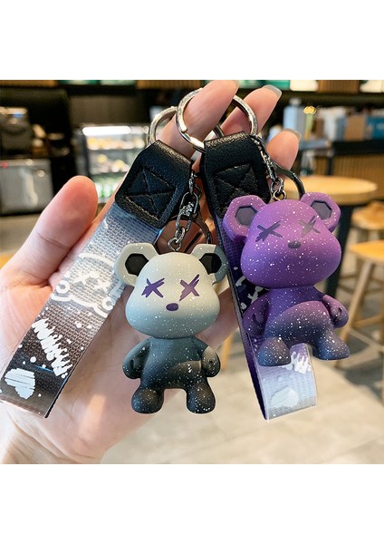 Yaratıcı Renk Değiştiren Ayı Anahtarlık Kolye Sevimli Karikatür Çift Araba Anahtarlık Çanta Çekicilik (Yurt Dışından) modelleri