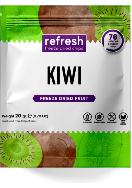 Refresh Chips Freeze Dried Kivi - Dondurularak Kurutulmuş Meyve - Freeze Dry Meyve Kurusu 20gr