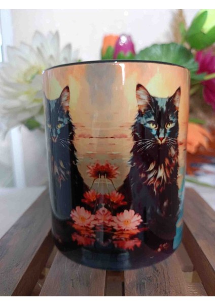 Kara Kedi Md2 Vintage Baskı Büyük Boy Kupa fiyatları
