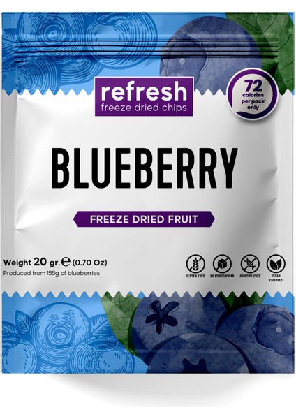 Refresh Chips Freeze Dried Yaban Mersini - Dondurularak Kurutulmuş Meyve - Freeze Dry Meyve Kurusu 20gr