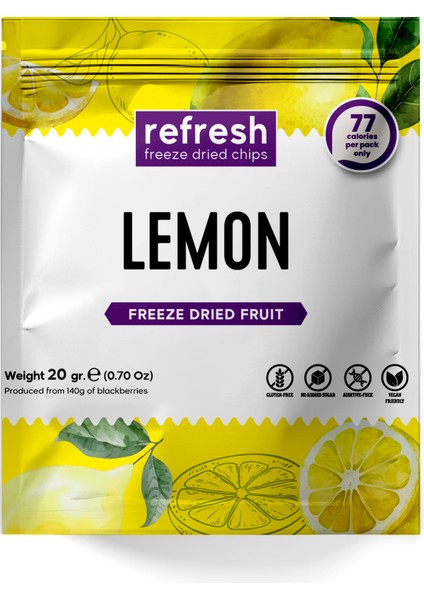 Refresh Chips Freeze Dried Limon - Dondurularak Kurutulmuş Meyve - Freeze Dry Meyve Kurusu 20gr