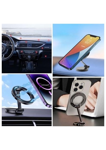 Sanec Tüm Telefonlarla Uyumlu Manyetik Araç Telefonu Tutacağı Katlanır 360 Derece Dönen Telefon Standı modelleri